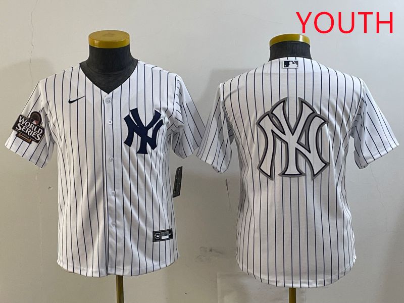 Youth New York Yankees Blank White Stripe Game 2025 Nike MLB Jersey style 19
